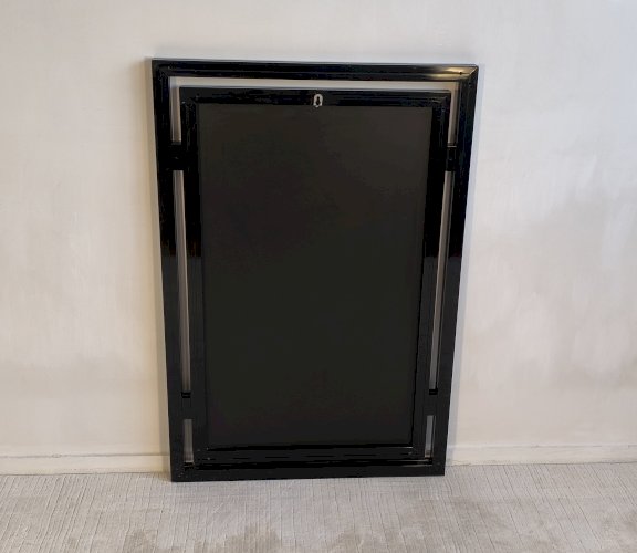 ?? Magnifique Miroir design Pierre Vandel Paris – Années 80 – Noir laqué ✨?
