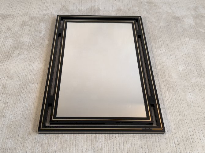 ?? Magnifique Miroir design Pierre Vandel Paris – Années 80 – Noir laqué ✨?