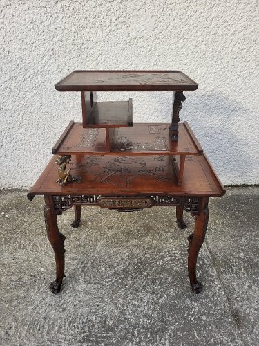 MAGNIFIQUE TABLE JAPONISANTE A ORNEMENTS DE BRONZE DE GABRIEL VIARDOT