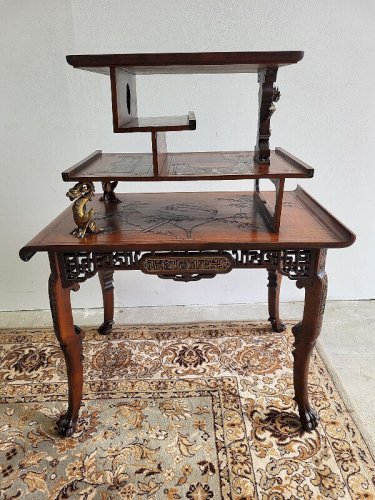 MAGNIFIQUE TABLE JAPONISANTE A ORNEMENTS DE BRONZE DE GABRIEL VIARDOT
