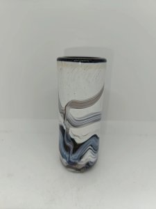 magnificent Maltese vase in black, blue, and white organic glass by Gozo Glass in good condition
