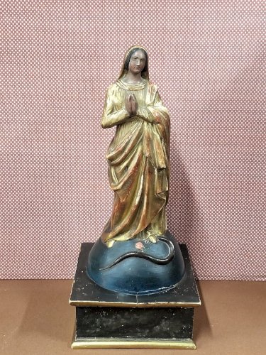 MAGNIFIQUE VIERGE DOREE EN BOIS DU XIX ème SIECLE