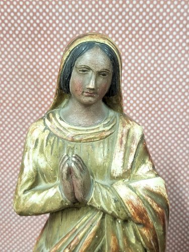 MAGNIFIQUE VIERGE DOREE EN BOIS DU XIX ème SIECLE