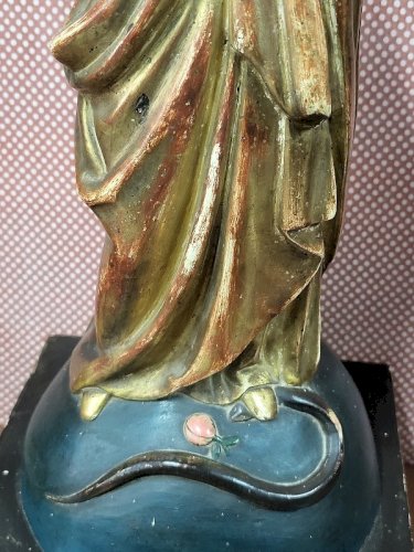 MAGNIFIQUE VIERGE DOREE EN BOIS DU XIX ème SIECLE