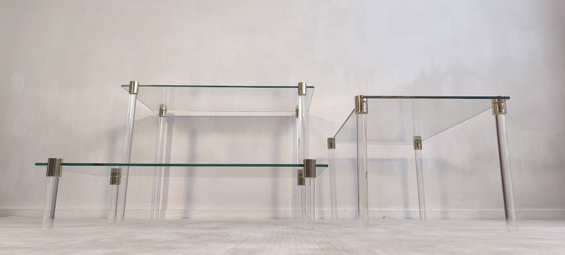 Magnifiques tables basses d’appoint - étagère Charles Hollis Jones en excellent état