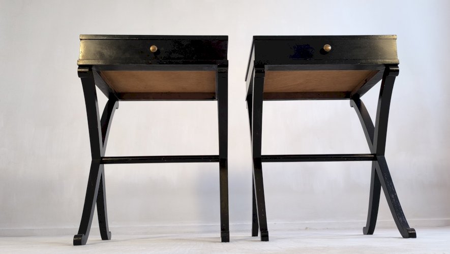 ✨✨✨ Magnifiques tables de chevets Art Déco en acajou par Barbara Barry pour Baker Furniture ✨✨✨