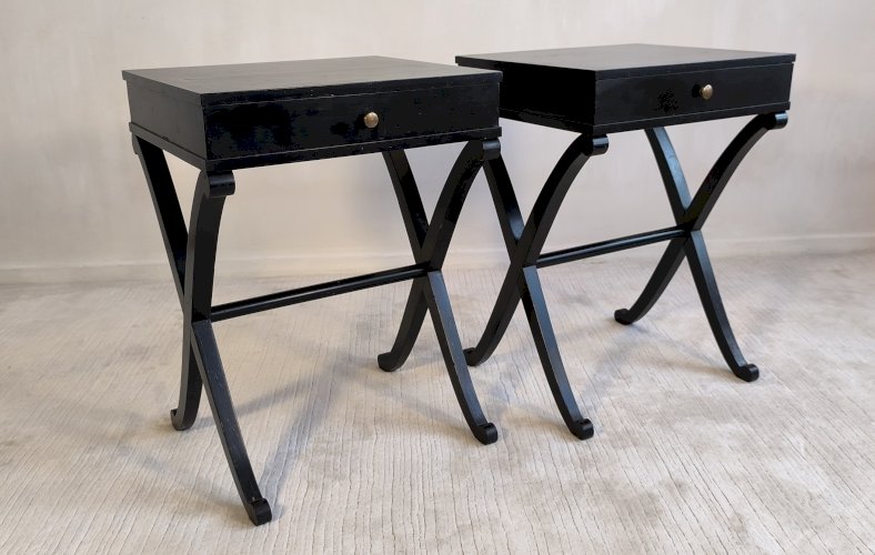 ✨✨✨ Magnifiques tables de chevets Art Déco en acajou par Barbara Barry pour Baker Furniture ✨✨✨