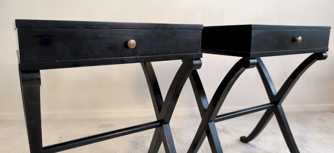 ✨✨✨ Magnifiques tables de chevets Art Déco en acajou par Barbara Barry pour Baker Furniture ✨✨✨
