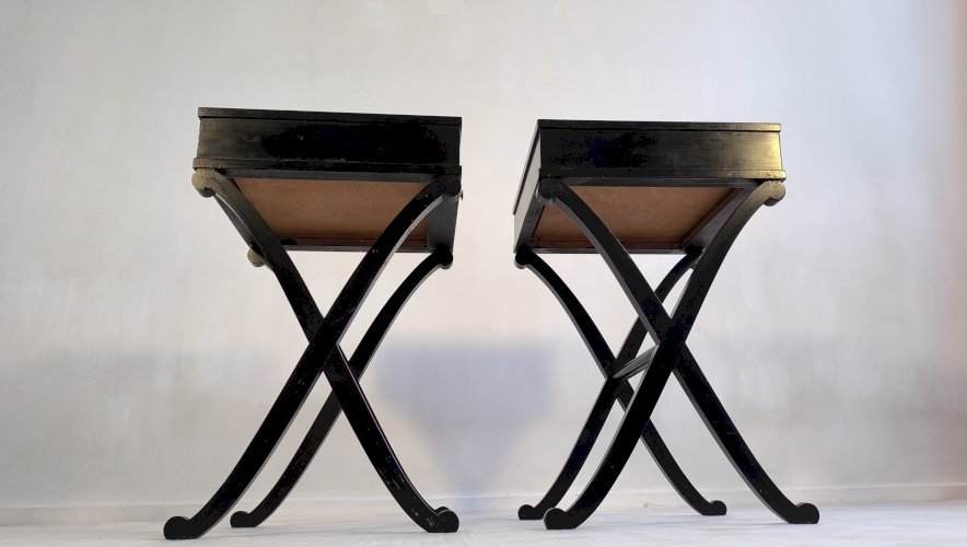 ✨✨✨ Magnifiques tables de chevets Art Déco en acajou par Barbara Barry pour Baker Furniture ✨✨✨