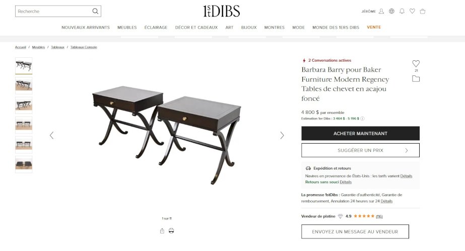 ✨✨✨ Magnifiques tables de chevets Art Déco en acajou par Barbara Barry pour Baker Furniture ✨✨✨