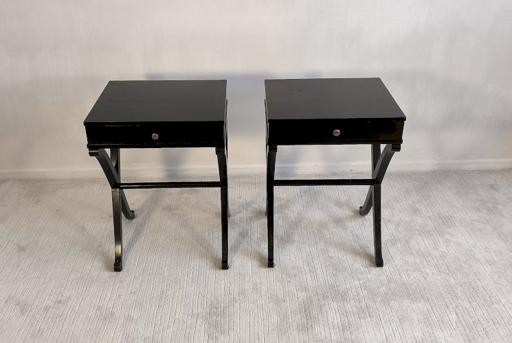 ✨✨✨ Magnifiques tables de chevets Art Déco en acajou par Barbara Barry pour Baker Furniture ✨✨✨