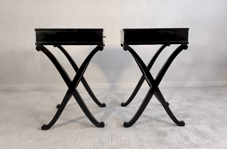 ✨✨✨ Magnifiques tables de chevets Art Déco en acajou par Barbara Barry pour Baker Furniture ✨✨✨