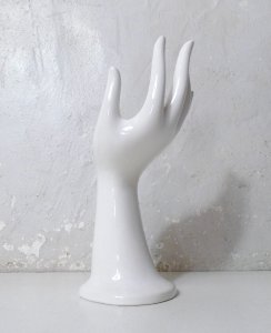 vintage white ceramic hand ring holder flower vase jewelry stand