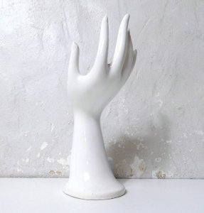 vintage white ceramic hand ring holder flower vase jewelry stand