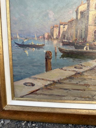 MALFROY Charles ou Henry : Huile Sur Toile Marine, Vue De Venise Début Xxème