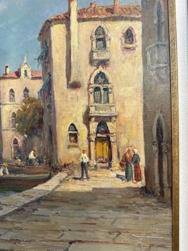 MALFROY Charles ou Henry : Huile Sur Toile Marine, Vue De Venise Début Xxème