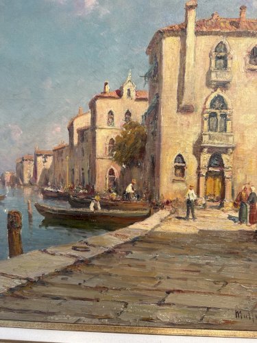 MALFROY Charles ou Henry : Huile Sur Toile Marine, Vue De Venise Début Xxème