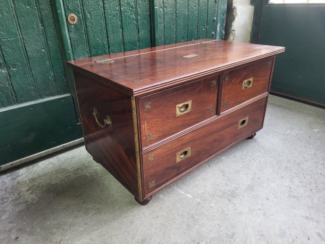 MALLE COFFRE COMMODE DE BATEAU EN ACAJOU ET LAITON THE GREAT PACIFIC S FRANCISCO