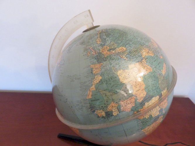MAPPEMONDE GLOBE TERRESTRE TRIPODE ECLAIRE RICO FIRENZE ITALY ANNEES 60 VINTAGE