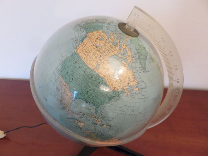 MAPPEMONDE GLOBE TERRESTRE TRIPODE ECLAIRE RICO FIRENZE ITALY ANNEES 60 VINTAGE