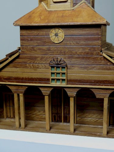 Maquette d'église en bois vintage années 50-70 "Iglesia Nercon Chiloe Chile"