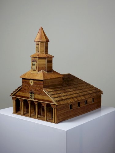 Maquette d'église en bois vintage années 50-70 "Iglesia Nercon Chiloe Chile"