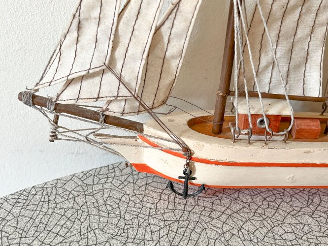 Maquette voilier en bois vintage