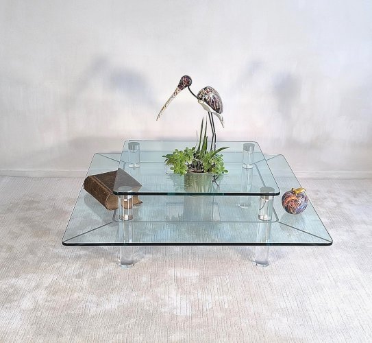 ✨? MARAIS INTERNATIONAL MTB110 — Exceptionnelle table basse en Altuglas & verre | Design Parisien ?✨ 