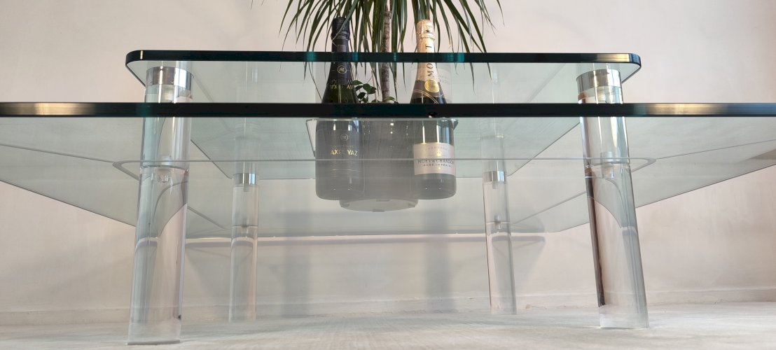 ✨? MARAIS INTERNATIONAL MTB110 — Exceptionnelle table basse en Altuglas & verre | Design Parisien ?✨ 