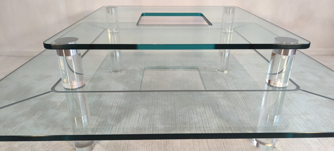 ✨? MARAIS INTERNATIONAL MTB110 — Exceptionnelle table basse en Altuglas & verre | Design Parisien ?✨ 