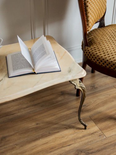 Marie-Pierre, la table basse en laiton et marbre N°66