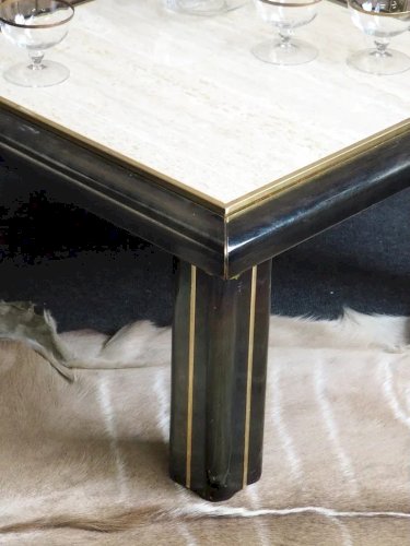 Marie-Pierre, la table basse en travertin et laiton N°75