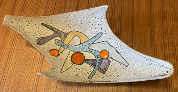 Marius Bessone céramique Vallauris coupe fat lava aux émaux abstraits