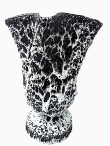 "Marius GIUGE Vallauris" Footed vase with lava decoration 20th century