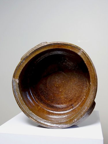 Marmite/bol à oreilles ancien XXe grès de Puisaye émaillé