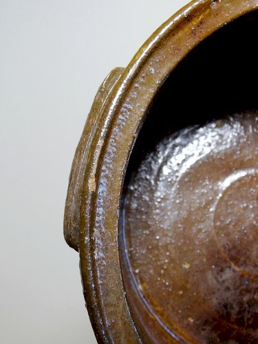 Marmite/bol à oreilles ancien XXe grès de Puisaye émaillé