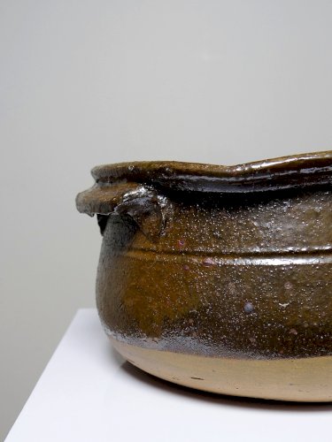 Marmite/bol à oreilles ancien XXe grès de Puisaye émaillé