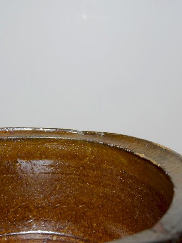 Marmite/bol à oreilles ancien XXe grès de Puisaye émaillé