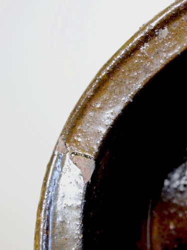 Marmite/bol à oreilles ancien XXe grès de Puisaye émaillé
