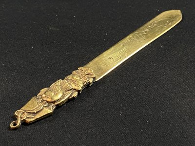 Bronze bookmark with bird decoration Japan late 19th century Meiji period