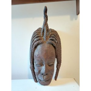 African Mask Wood Ivory Coast Baoulé