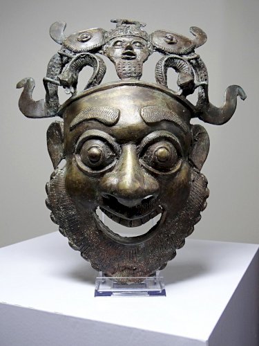 Masque Africain en Bronze vintage Bamoun, Cameroun