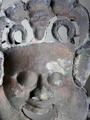 Masque Africain en Bronze vintage Bamoun, Cameroun