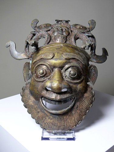 Masque Africain en Bronze vintage Bamoun, Cameroun