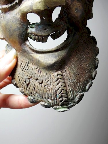 Masque Africain en Bronze vintage Bamoun, Cameroun