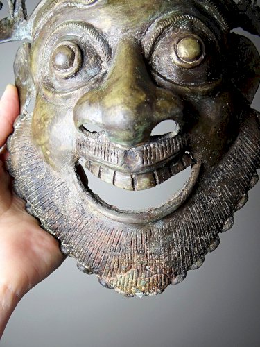 Masque Africain en Bronze vintage Bamoun, Cameroun