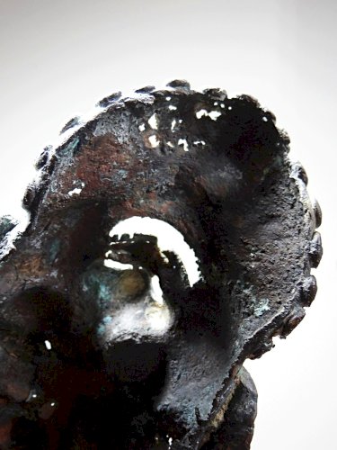 Masque Africain en Bronze vintage Bamoun, Cameroun