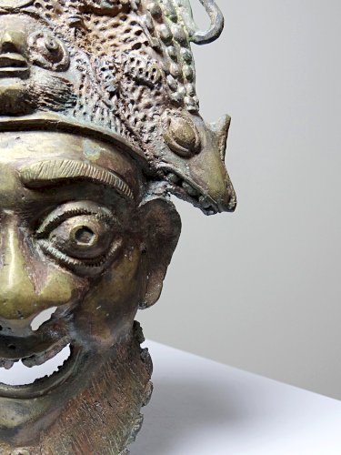 Masque Africain en Bronze vintage Bamoun, Cameroun