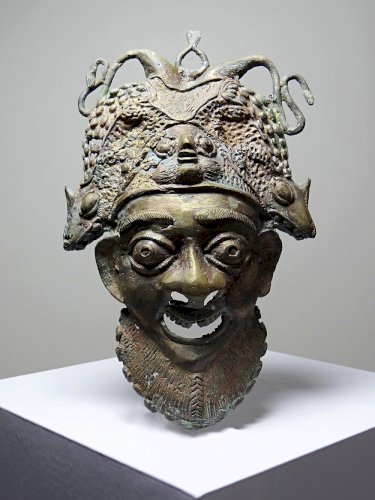 Masque Africain en Bronze vintage Bamoun, Cameroun