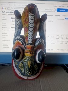 Masque Bali Indonesie. En Bois Polychromes